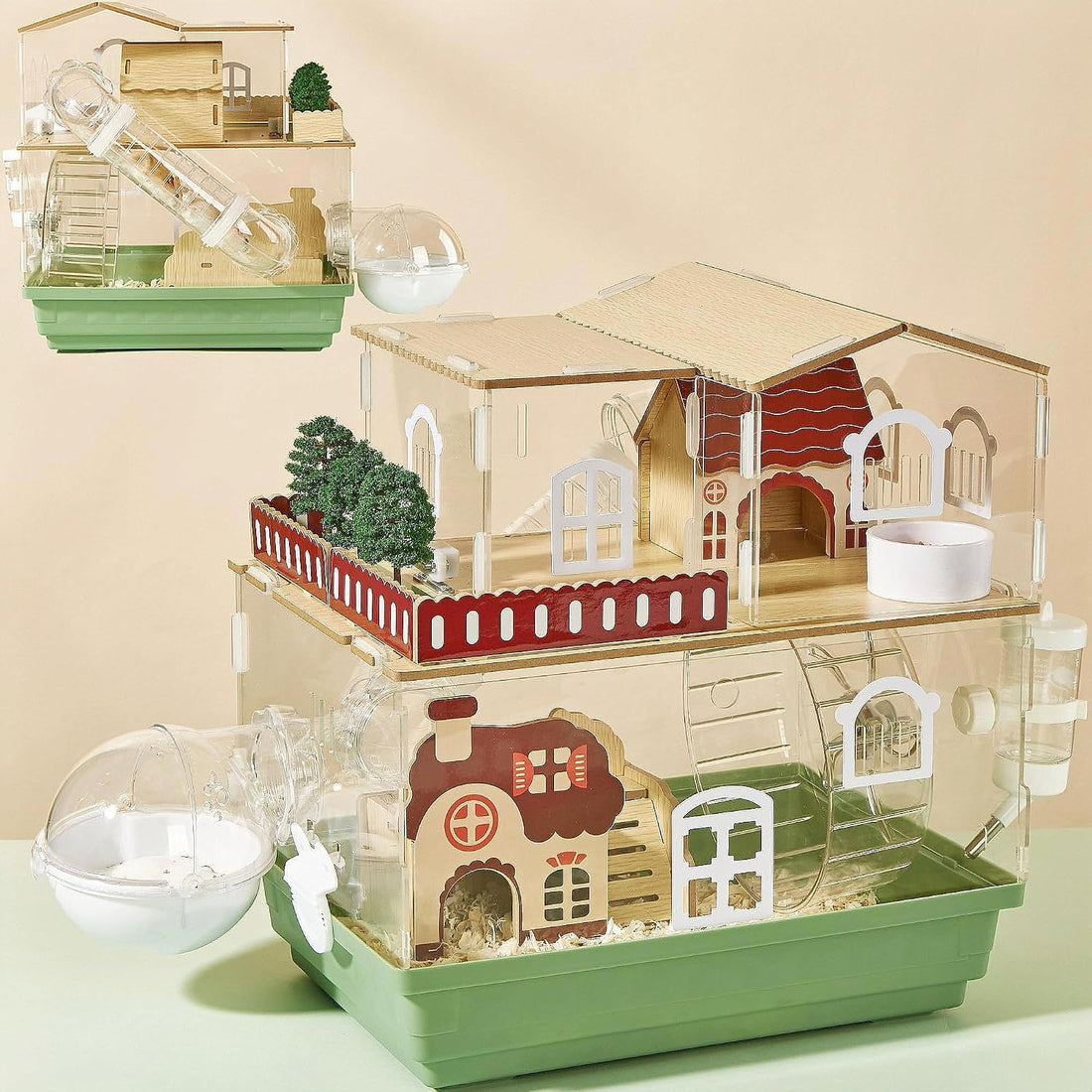 17 in 1 Clear Acrylic Hamster Cage with All Accessories,13.5''L*