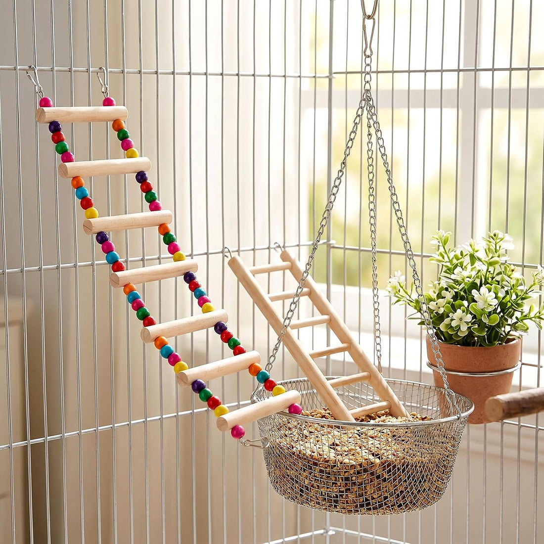 Bird Cage Ladder 17.7 x 3.93 in Climbing & Swing Toys Parakeets Cage