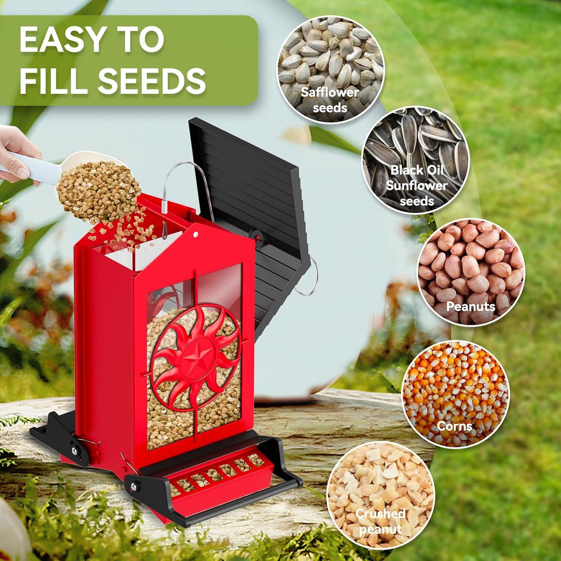 Squirrel Proof Bird Feeders for Outdoors with Weight-Activated