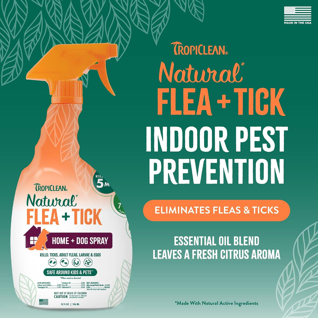 TropiClean Natural Flea Spray for Dogs & Home