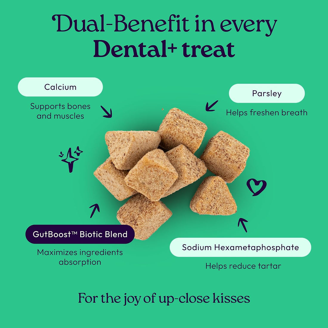 WellJoy Dental Cat Treat + Teeth Cleaning, Calcium, GutBoost, 120ct
