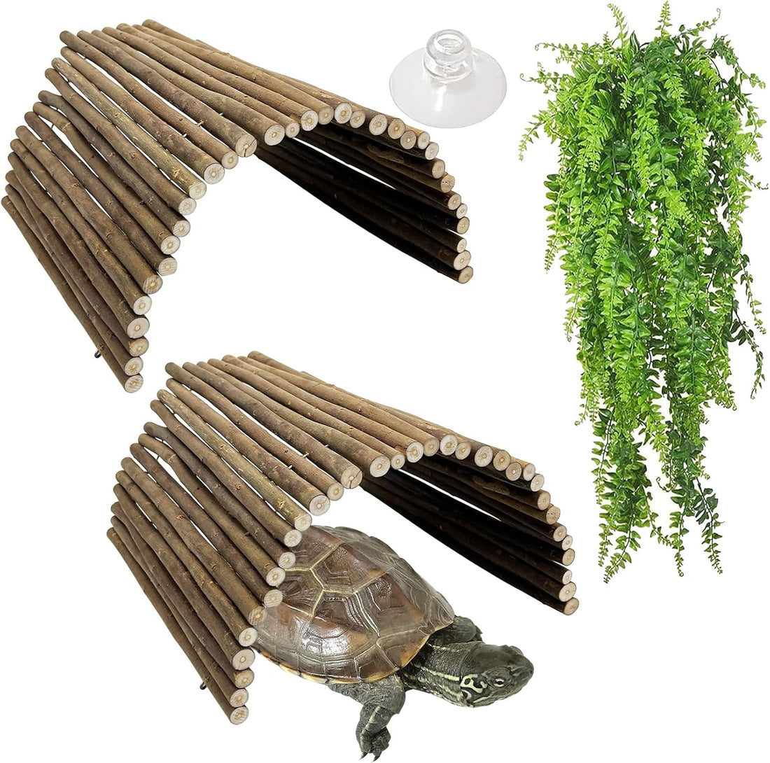 Hamiledyi Extra Large Tortoise Hide Reptile Hideout Wood Turtle Tunnel