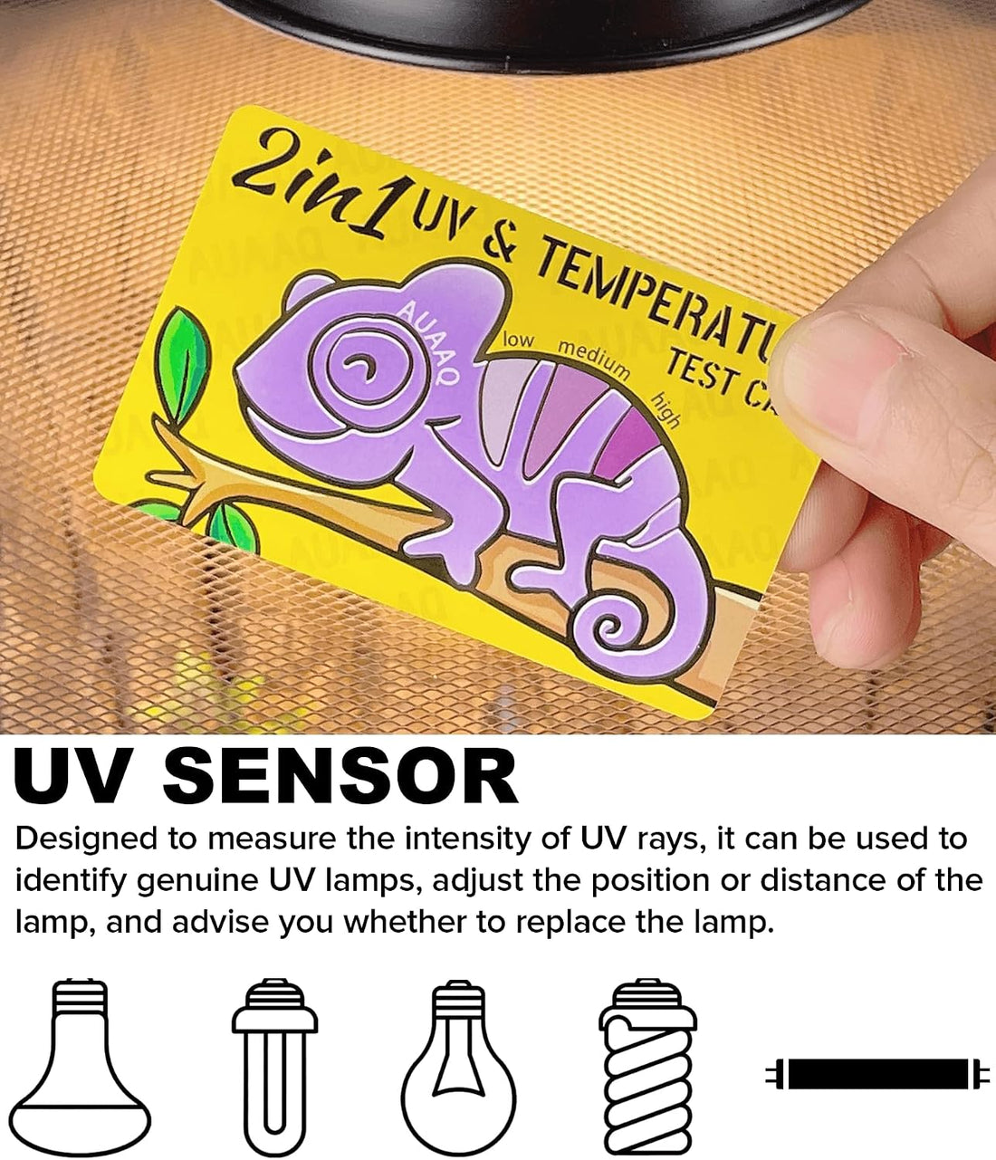 2-in-1 Reptile UV Light Meter Detector Sensor Tester (2, Yellow)