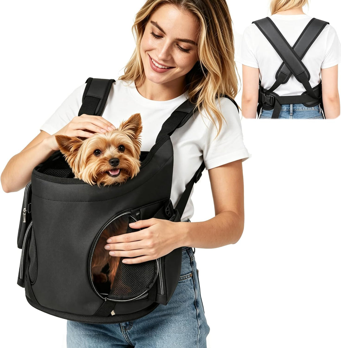YUDODO 7-15 lbs Dog Front Carrier Backpack, Pet Front Facing Carrier