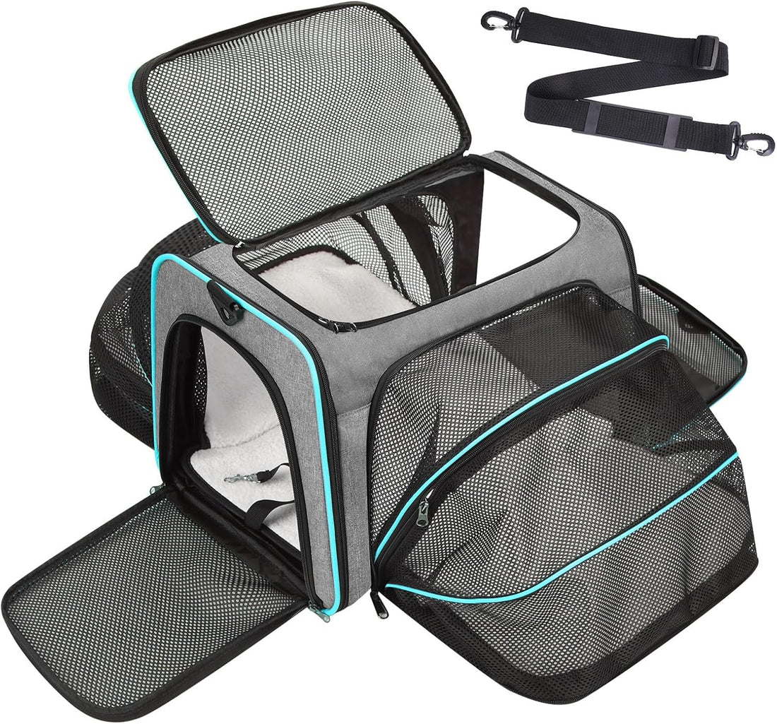 Pet Carrier, Large Soft Sided Expandable Travel Carrier with Steel