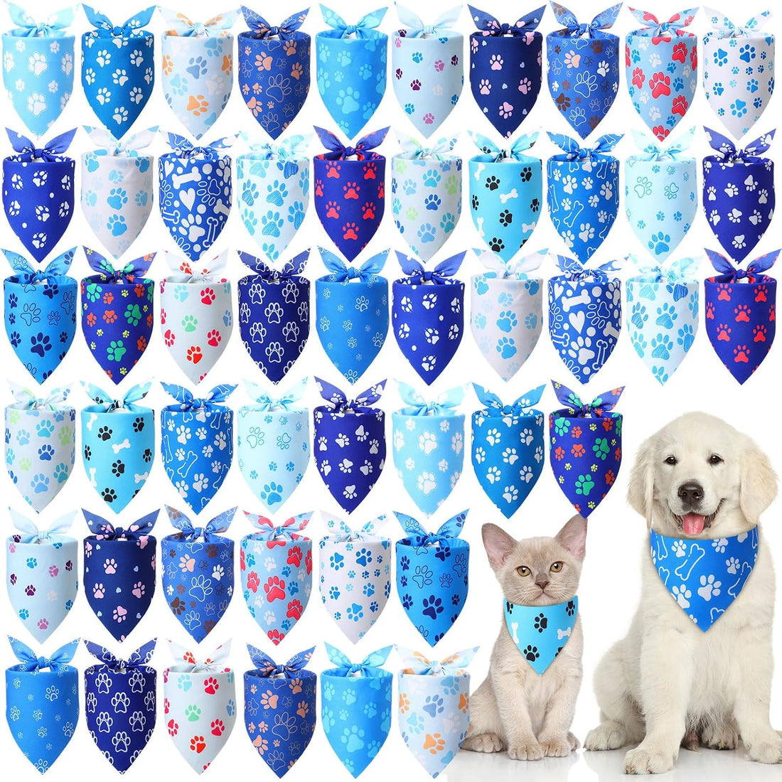 50 Pcs Halloween Dog Bandanas Bulk, Pumpkin Ghost Bat Skull Pattern