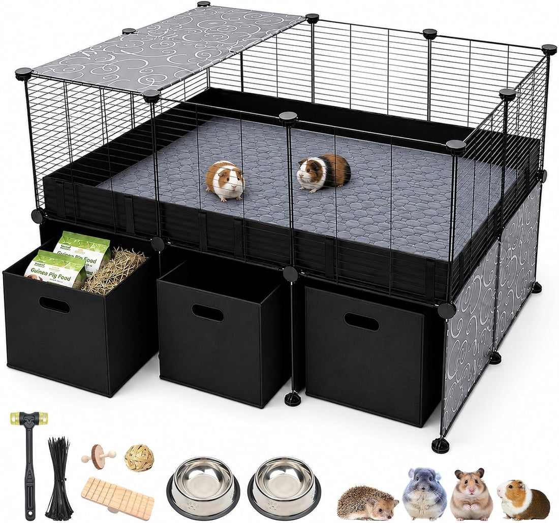 Guinea Pig Cage - C&C Small Animal Playpen with Waterproof Liner