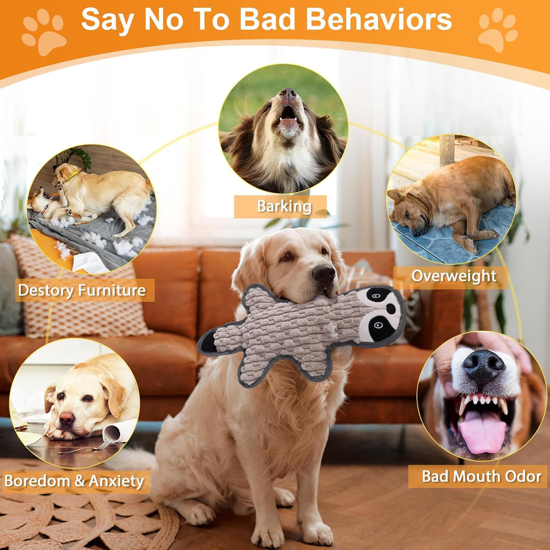 5 Pack No Stuffing Squeaky Dog Toys for Large Dogs