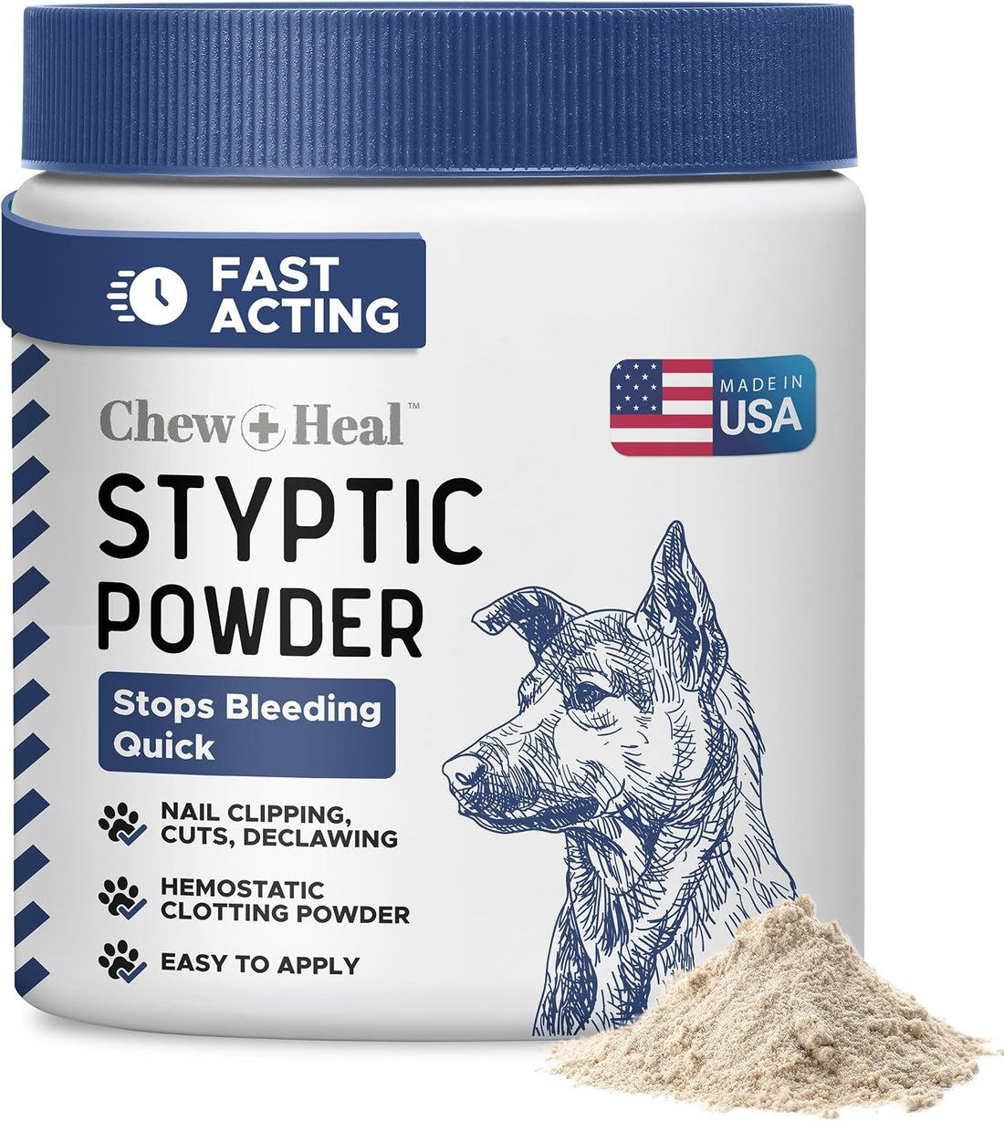 Styptic Powder for Dogs & Cats - Quick Stop Bleeding - 1.5 oz