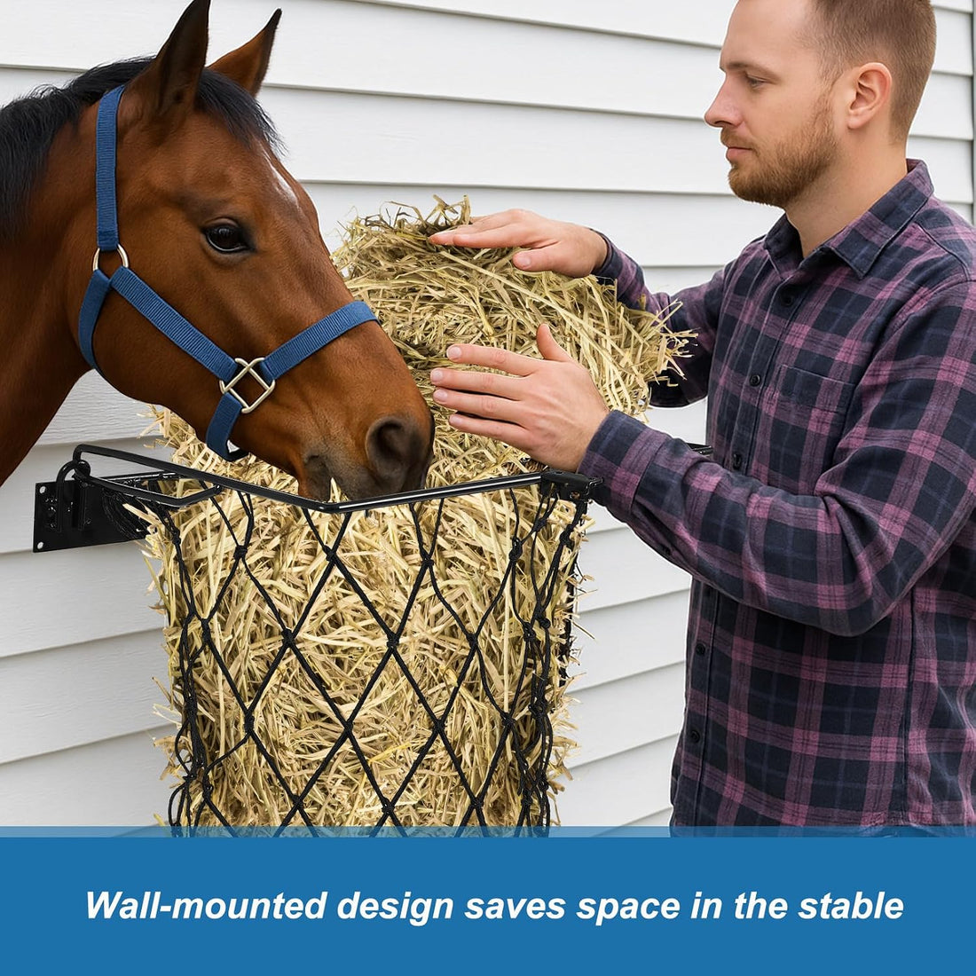 Yaocom 2 Set Wall Mount Hay Feeder for Horse Goats Hay Rack with Net