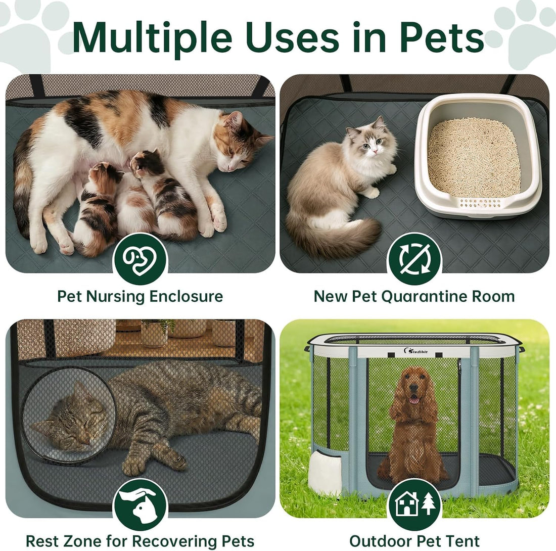 Siedihit Grey 36" Dog Playpen with Pee Pad,Cat Puppy Crate Indoor