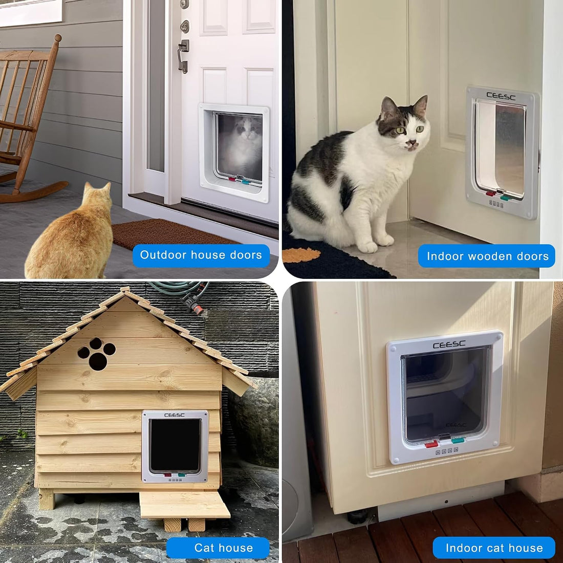 CEESC Medium Cat Door for Pets up to 15.43 lbs, Weatherproof