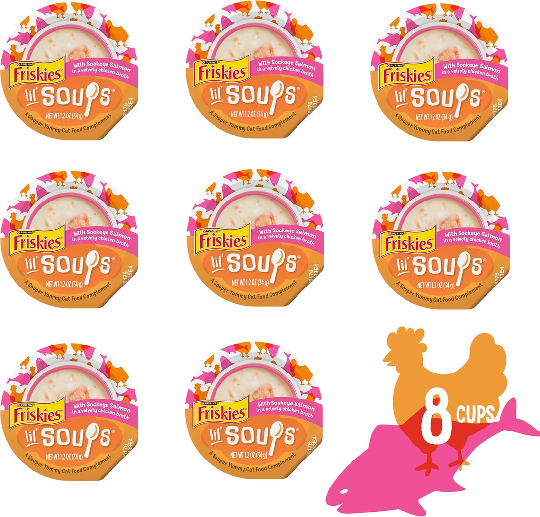 Friskies Purina Grain Free Lickable Cat Food Toppers Lil’ Soups