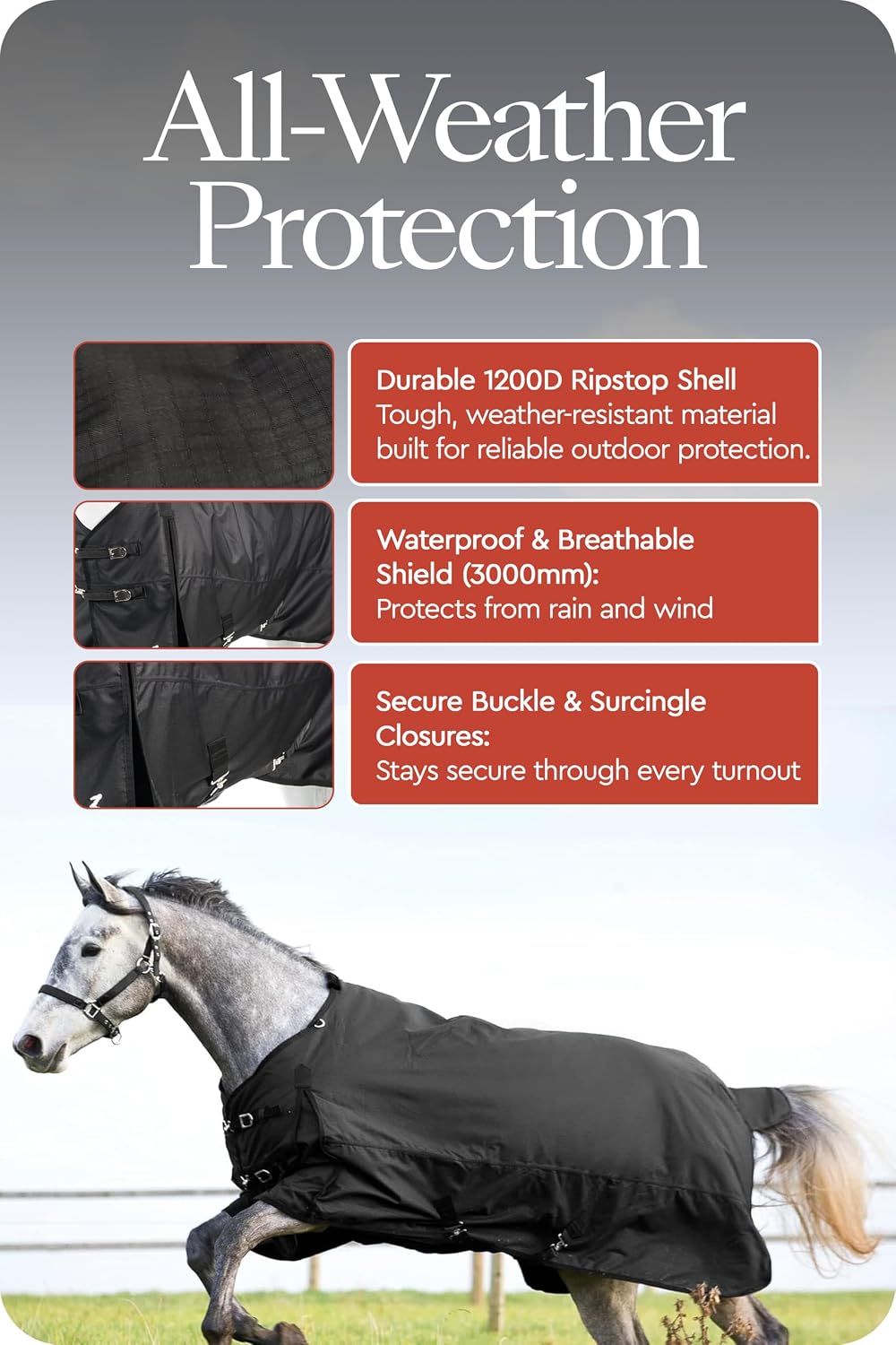 Horze Nevada Mid Weight Horse Turnout Blanket Waterproof, 200g
