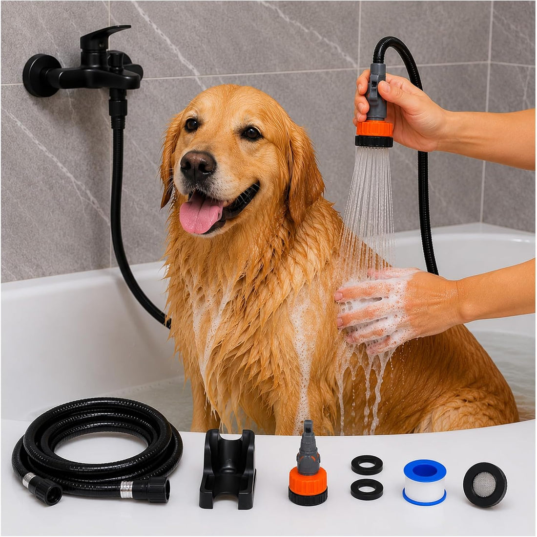 Dog Shower Attachment Dog Wash Hose Attachment with 2High Pressure