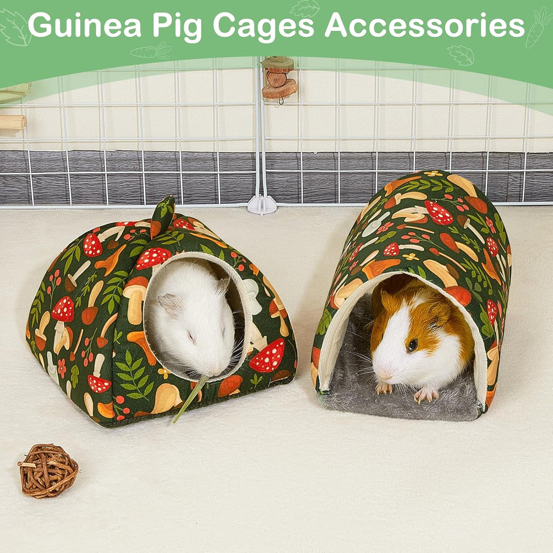 Bienbee Guinea Pig Hideout, 2 Piece Washable Set for Small Animals