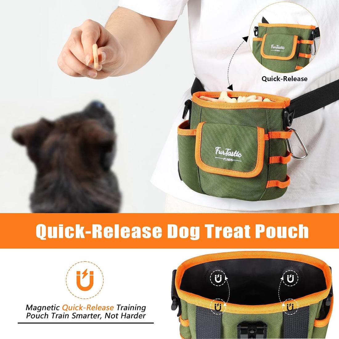 FurtasticFinds Dog Treat Pouch with Quick-Release Magnetic Closure