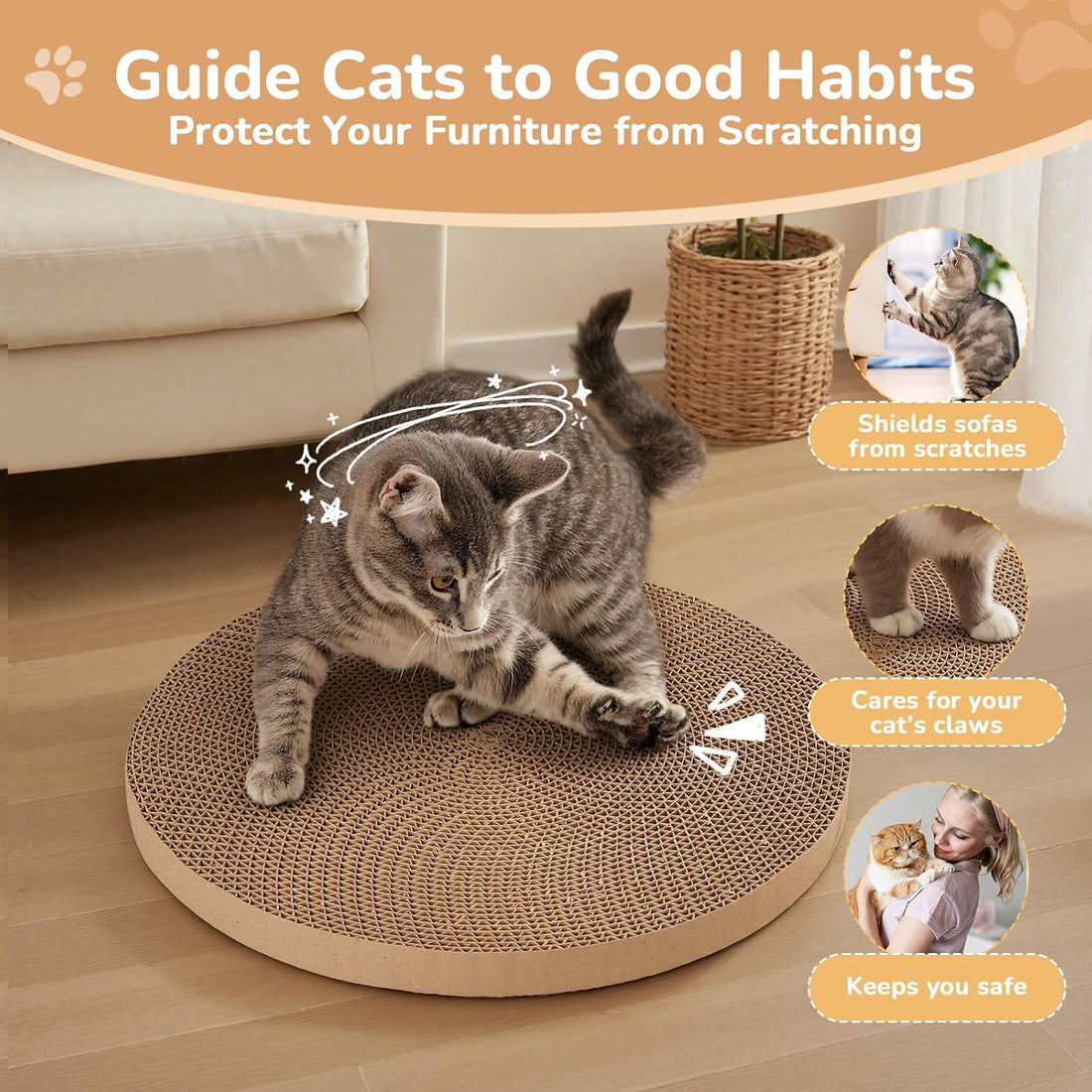 6pcs Cat Scratch Pad, Cat Scratcher Cardboard & Cat Scratching Pads