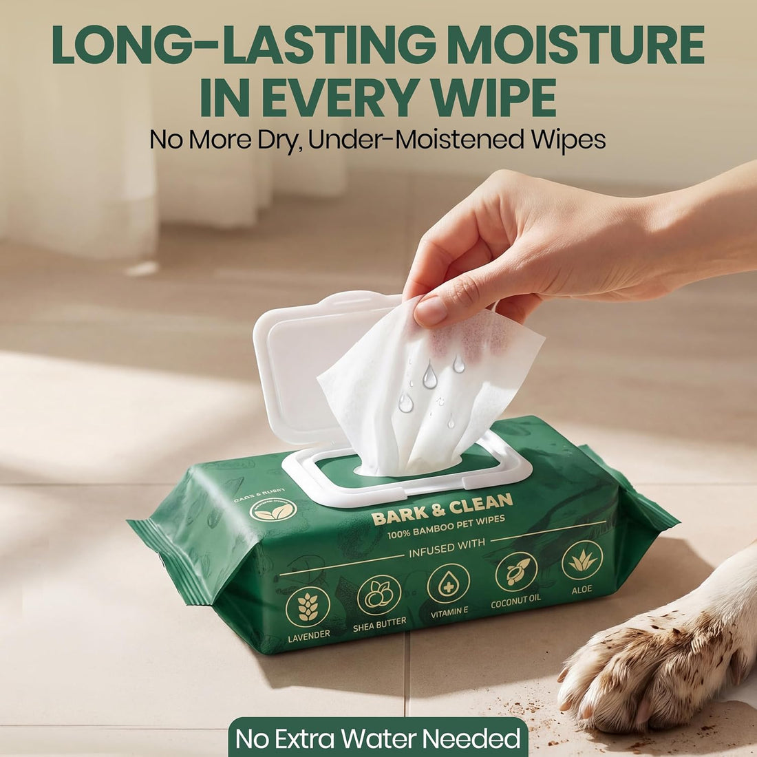 Bark & Clean Bamboo Dog Wipes for Cleaning & Deodorizing