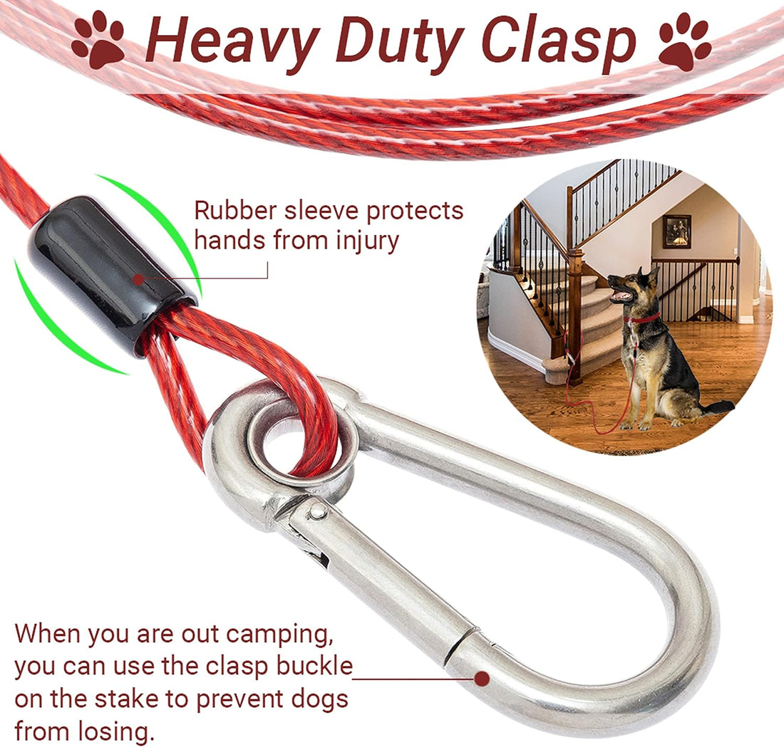 PAWNISAW Chew Proof Dog Leash, 5 FT Dog Tie Out Cable Lead with Handle