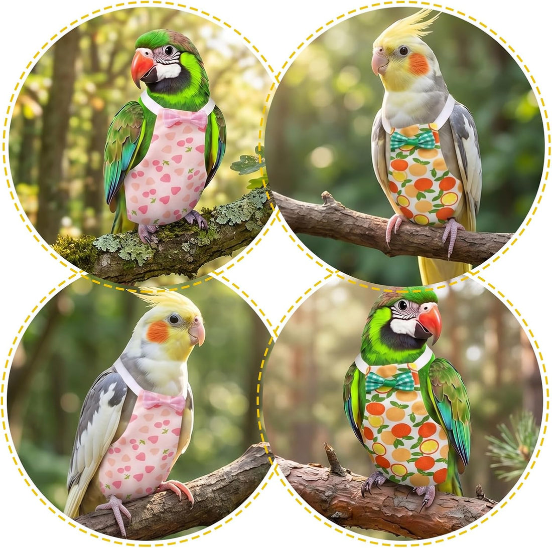 2 Pcs Bird Diaper, Cute Pet Bird Pants Parrot Nappy