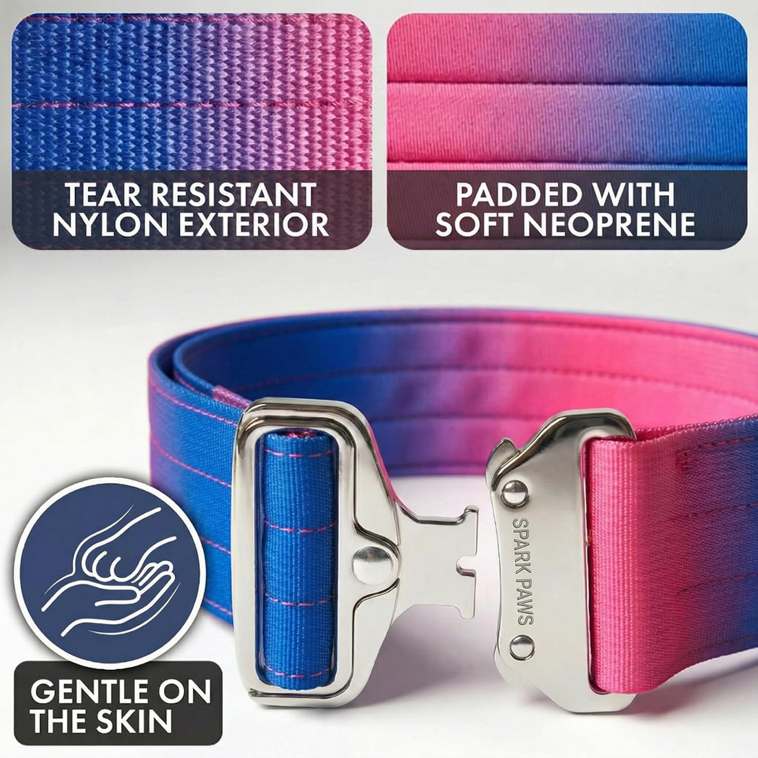 Spark Paws Tactical Large Dog Collar w/Handle - Thick & Wide