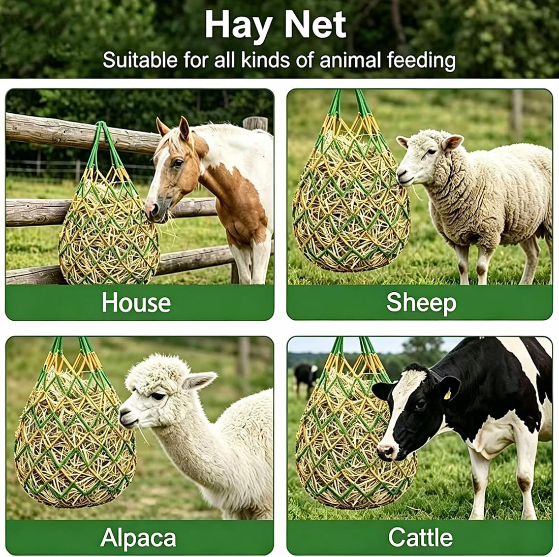 3 PCS Hay Bags for Horses with Carabiners