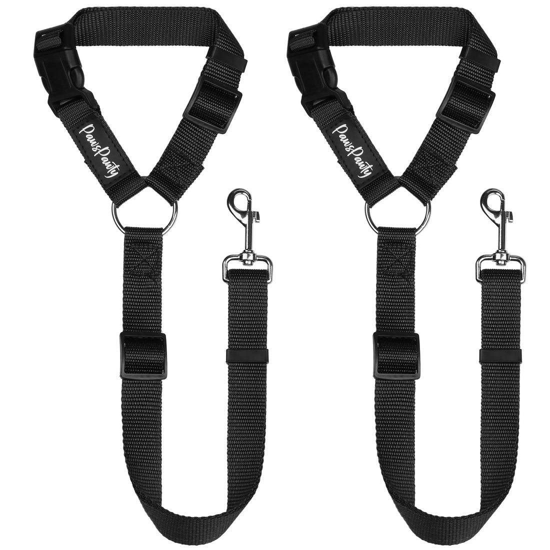 PawsPawty 2 Pack Headrest Dog Car Safety Seat Belt Adjustable Nylon