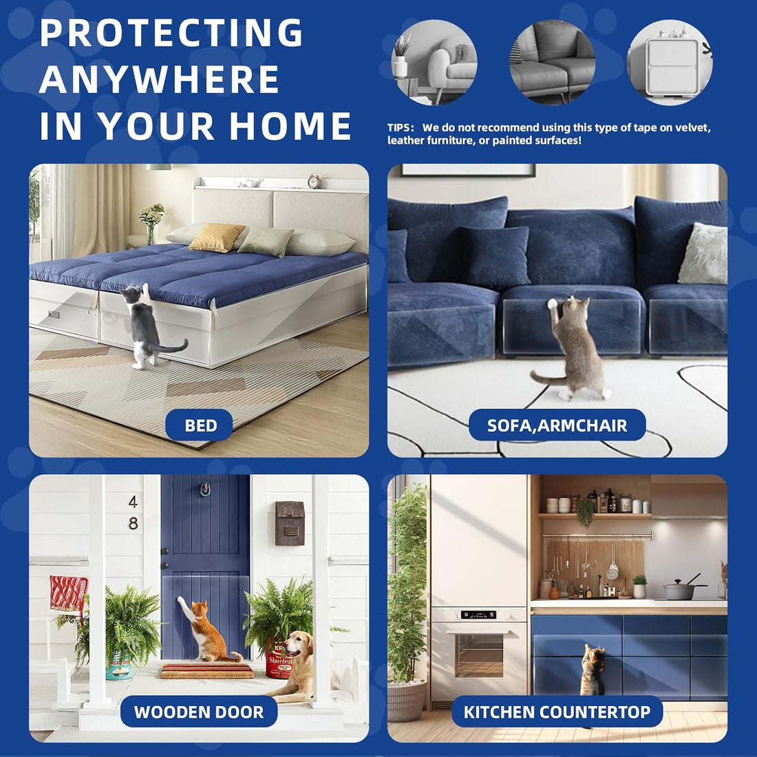 TOOSOFt Anti Cat Scratch Furniture Protector Clear Thicken Vinyl