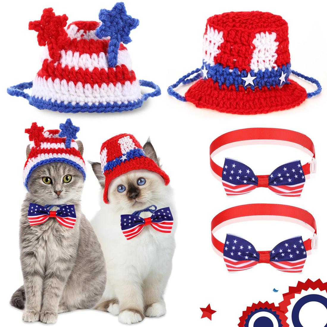 Ganeen 4 Pcs Independence Day Cat Costume 250 Anniversary 4th of July