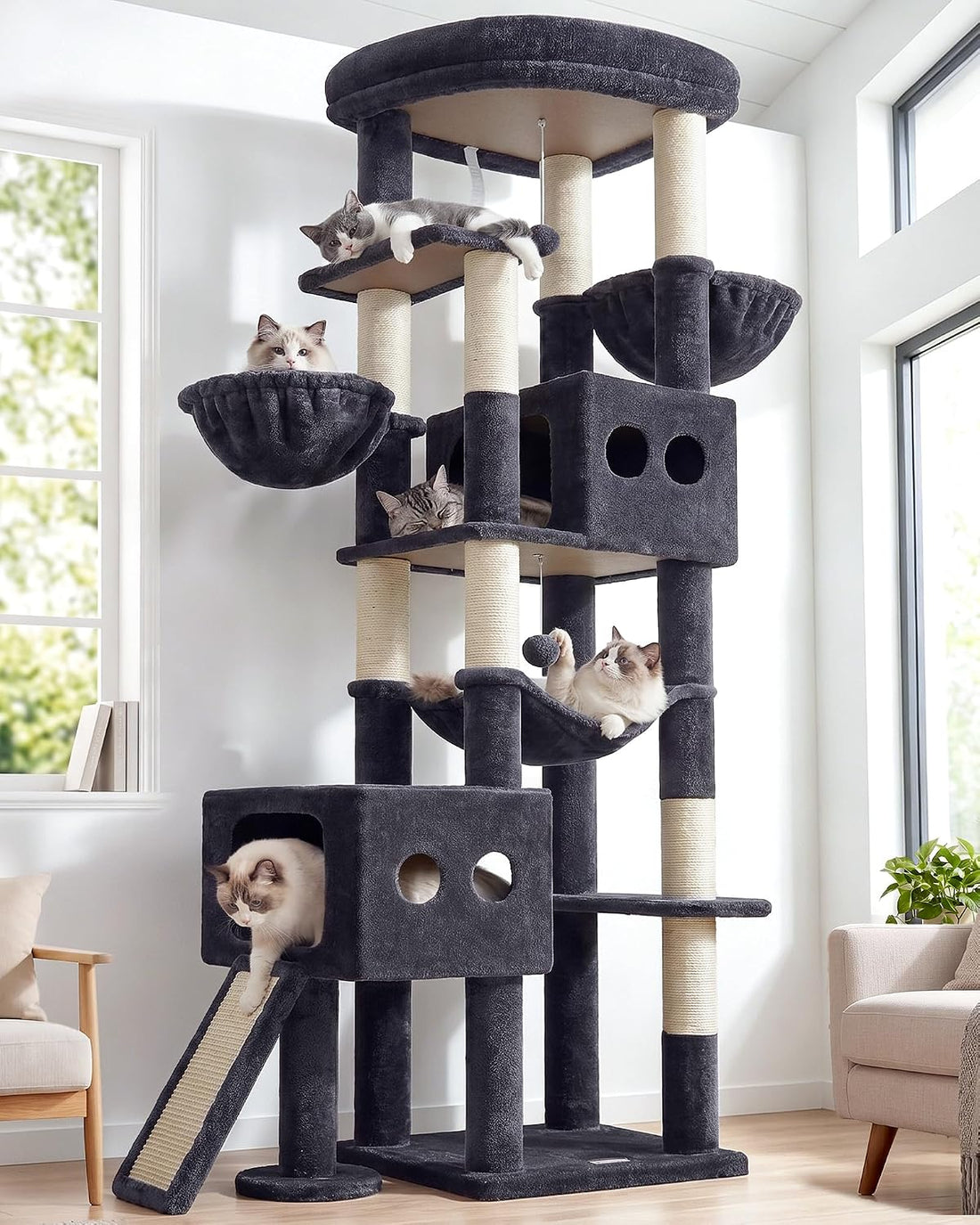 Globlazer S74G 74in Tall Cat Tree for Indoor Cats Large Adult