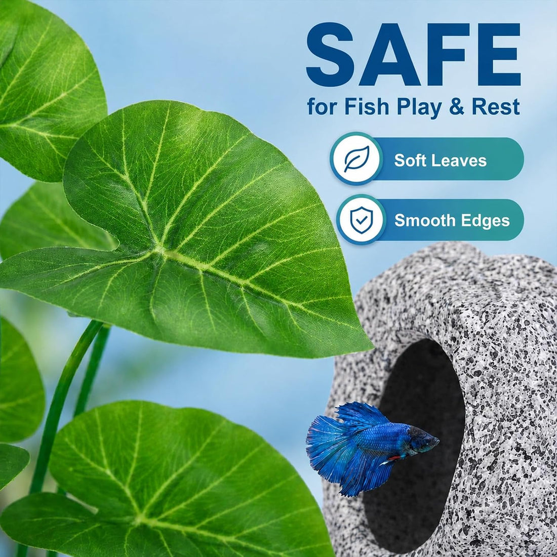 9 PCS Fish Tank Decorations Aquarium Plants Rock Cave Small Aquarium
