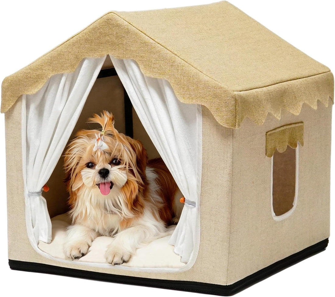 Boho Dog House Indoor, Soft Cozy Dog Cave for Medium & Large Dogs