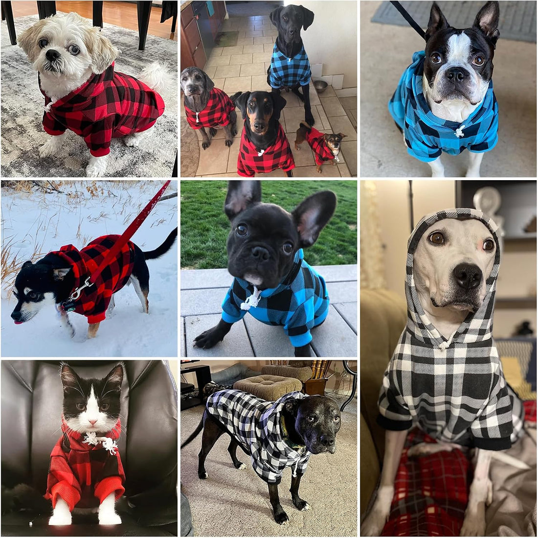 KOOLTAIL Plaid Dog Hoodie Pet Clothes Sweater with Hat and Pocket