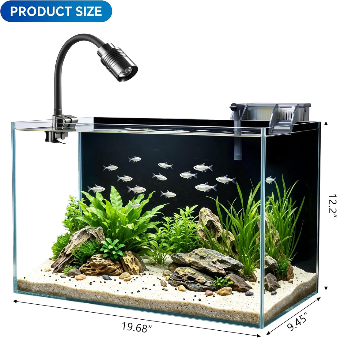 3.3 Gallon Small Fish Tank Glass Aquarium Complete Kit for Betta Fish