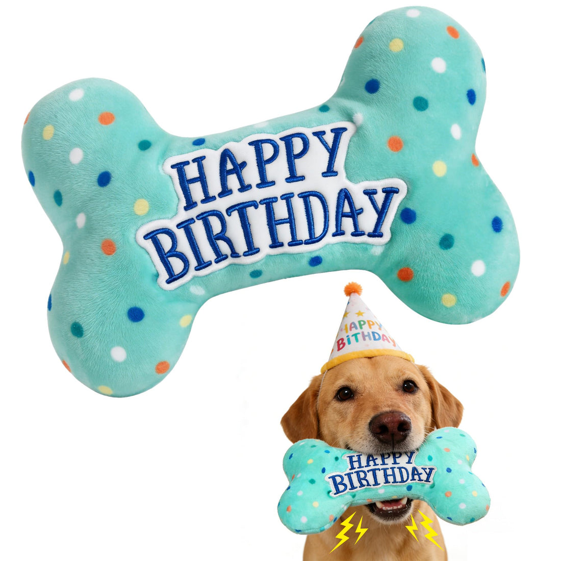 Prime Pets Dog Birthday Toys, Plush Dog Squeaky Toys