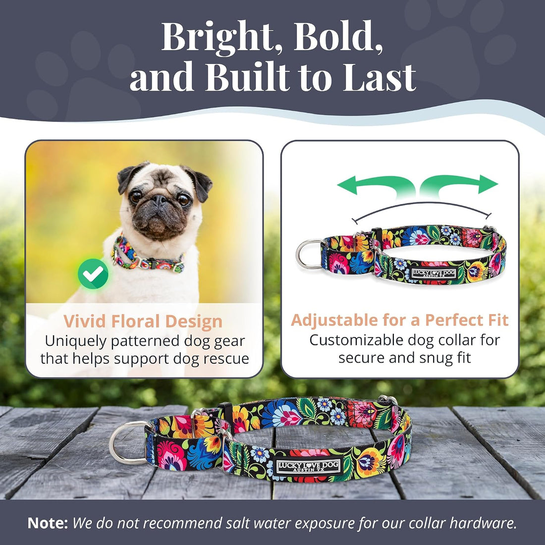 Lucky Love Dog Martingale Collar for Medium Dogs Cute – Blackbird