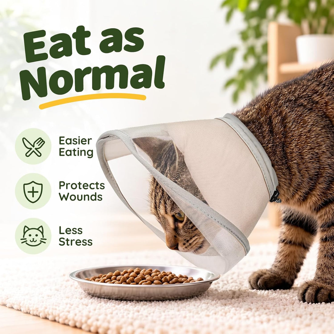 Soft Cat Cone Collar with Padding to Stop Licking After Surgery
