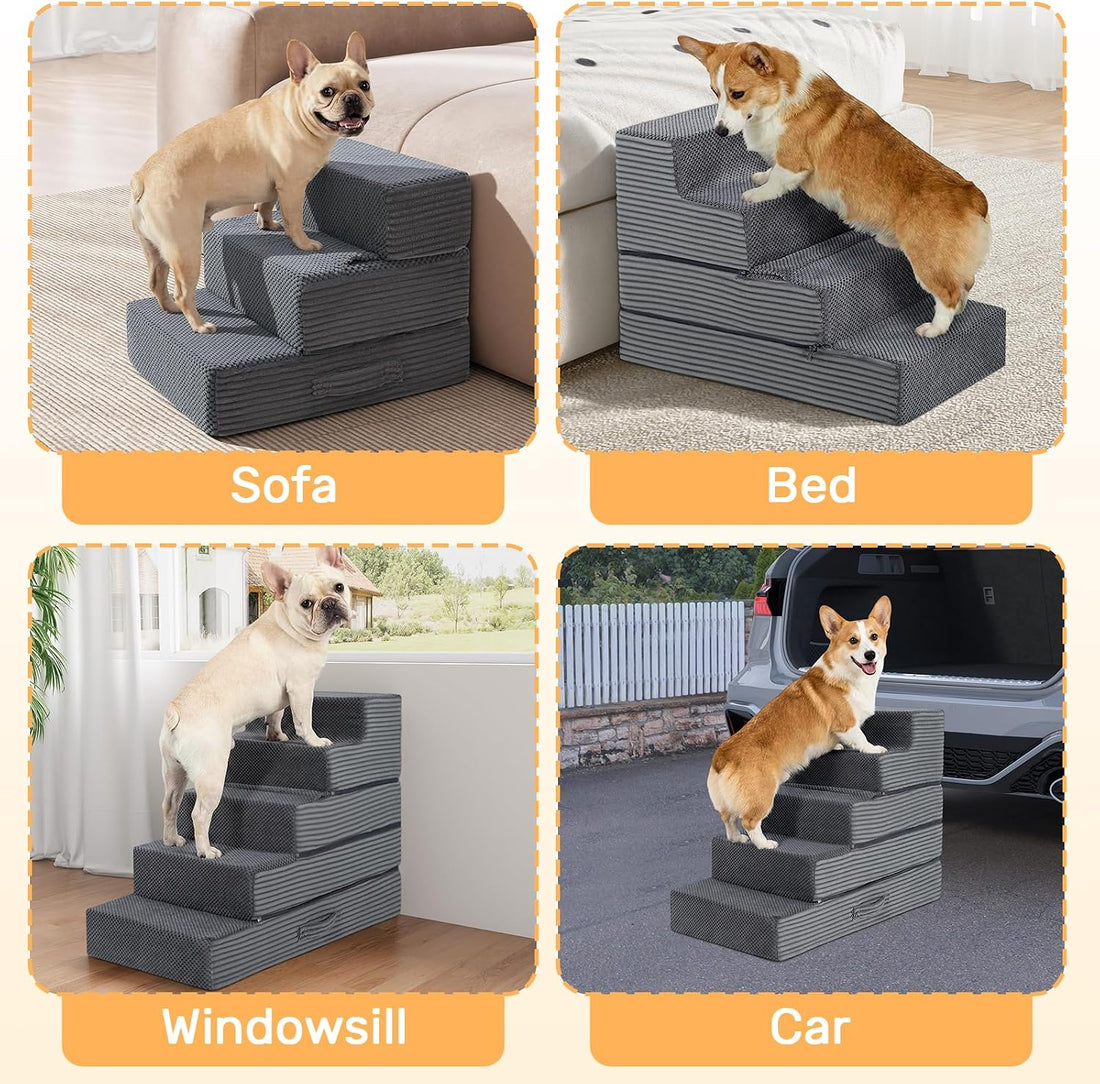 Dog Stairs for Small Dogs, 13.5" H Foldable Dog Steps for High Bed