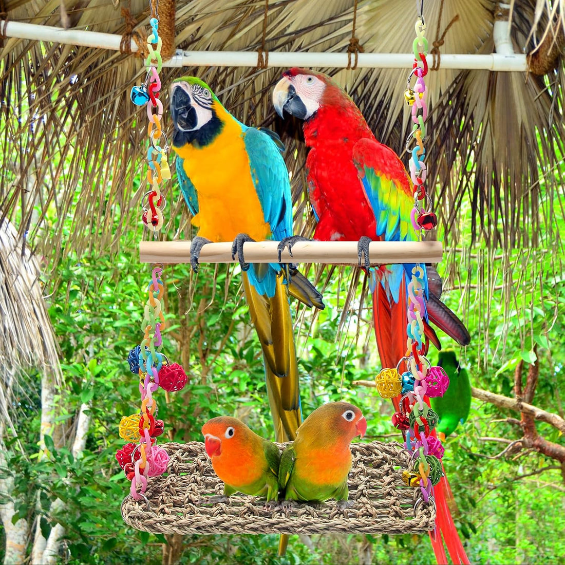 Bird Swing Toys Coolrunner Bird Hammock Bed Hanging Swing Nest Cotton