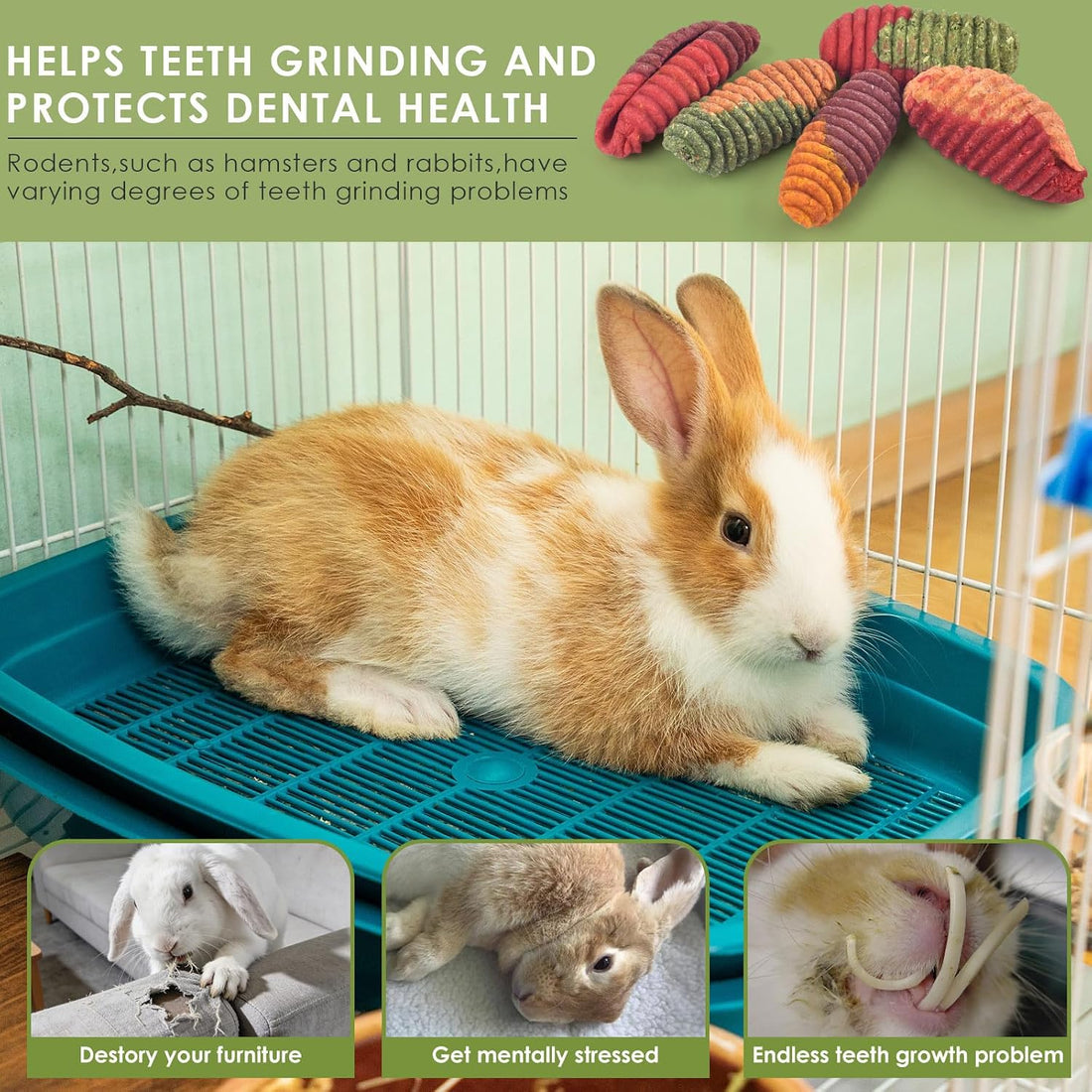 ERKOON Chinchilla Treats, Timothy Grass Chew Toys for Teeth