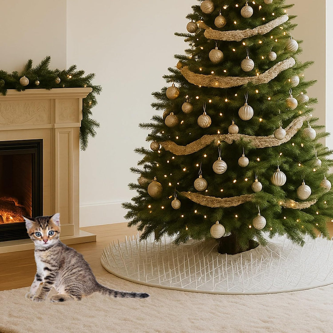 Christmas Cat Proof Tree Skirt Kit with Soft White Tree Skirt