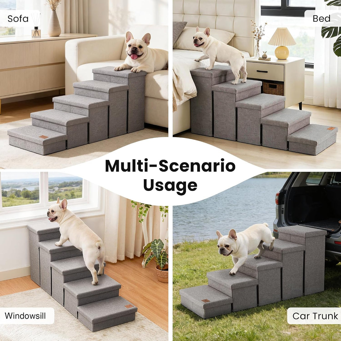 Love's cabin Foldable Dog Stairs with Storage for High Beds & Couches