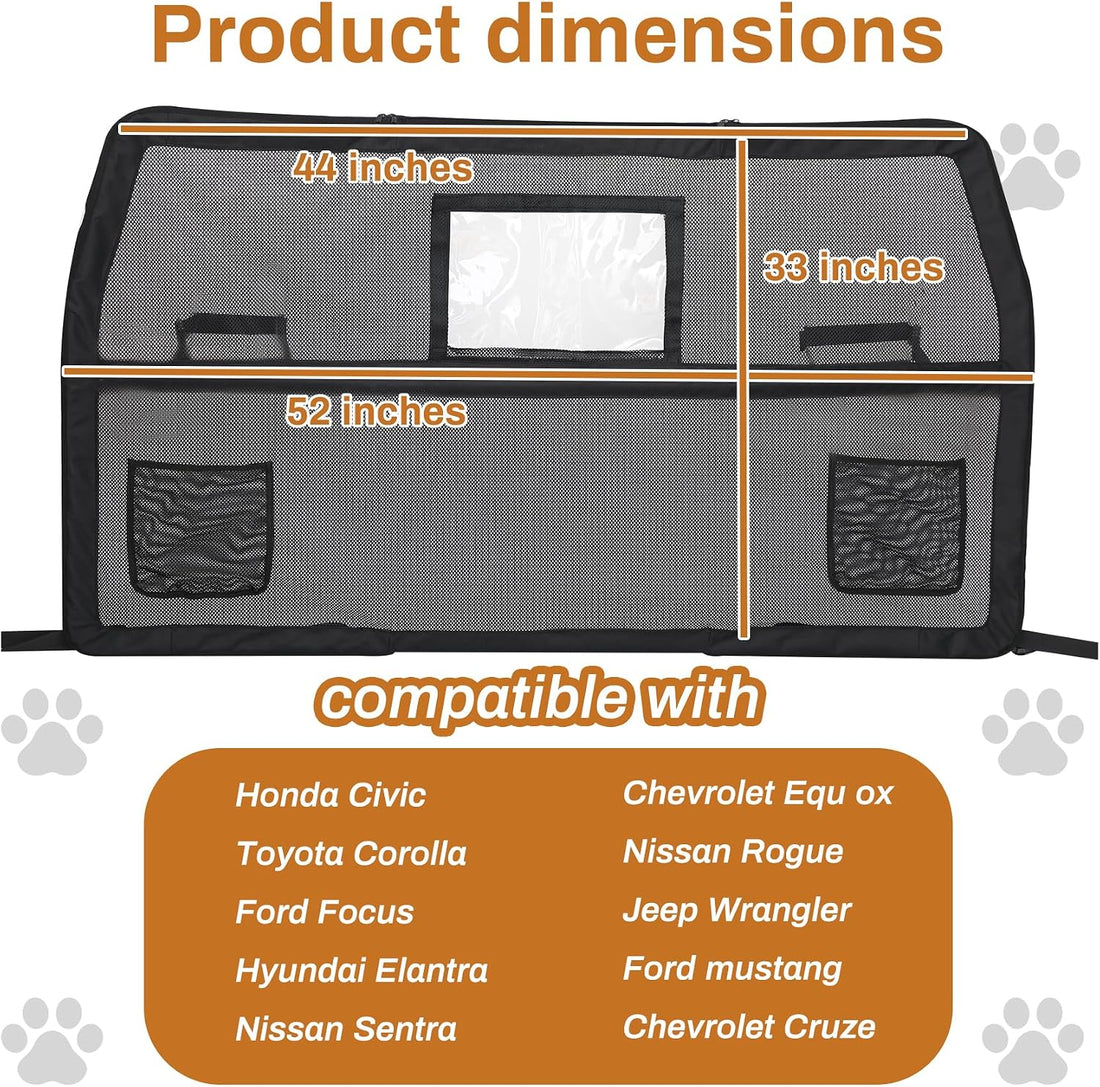 benut 52" Wide Dog Car Barrier with Window & Steel Frame