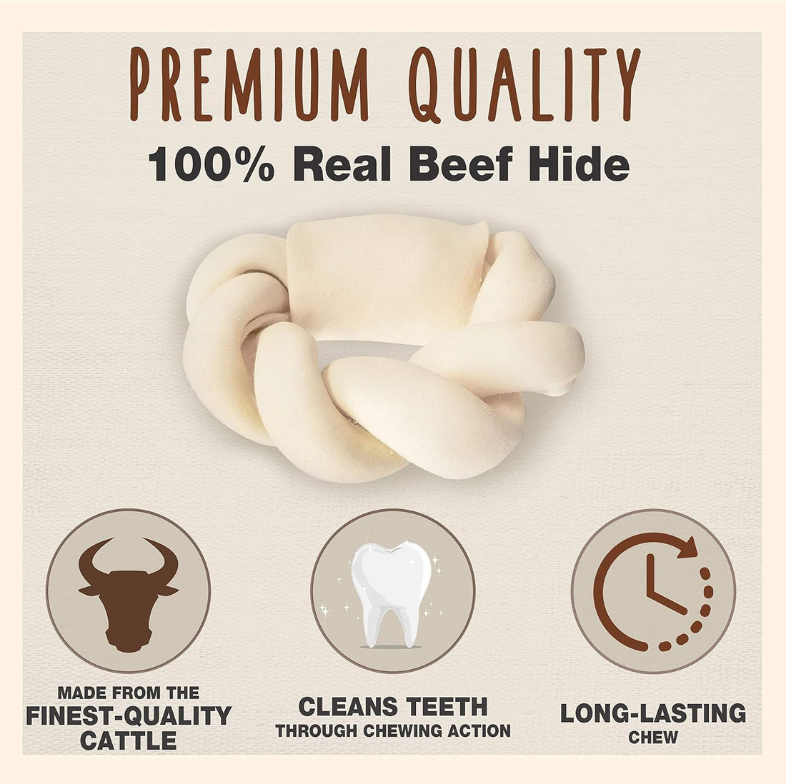 Cadet Premium Grade Beef Hide Braided Donut Dog Chews, 5"
