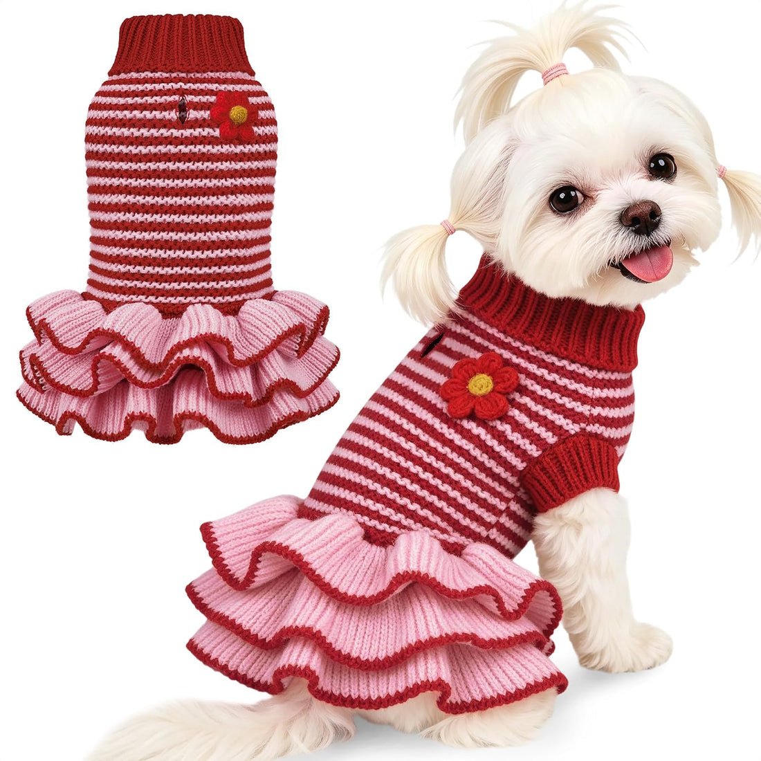 YUDODO Dog Sweater Dress for Small Dogs Girl