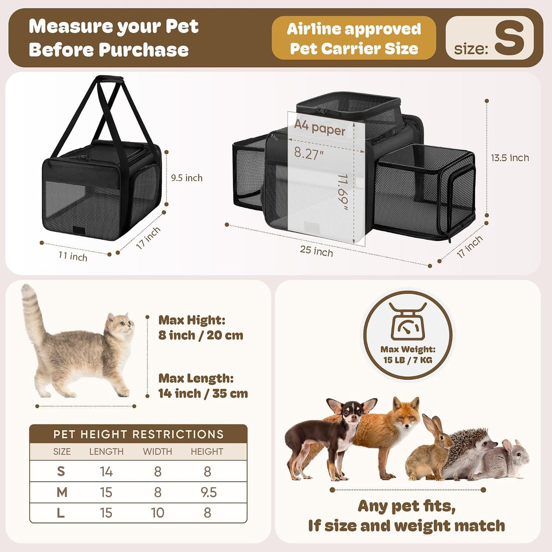 TSA Airline Approved Expandable Pet Carrier
