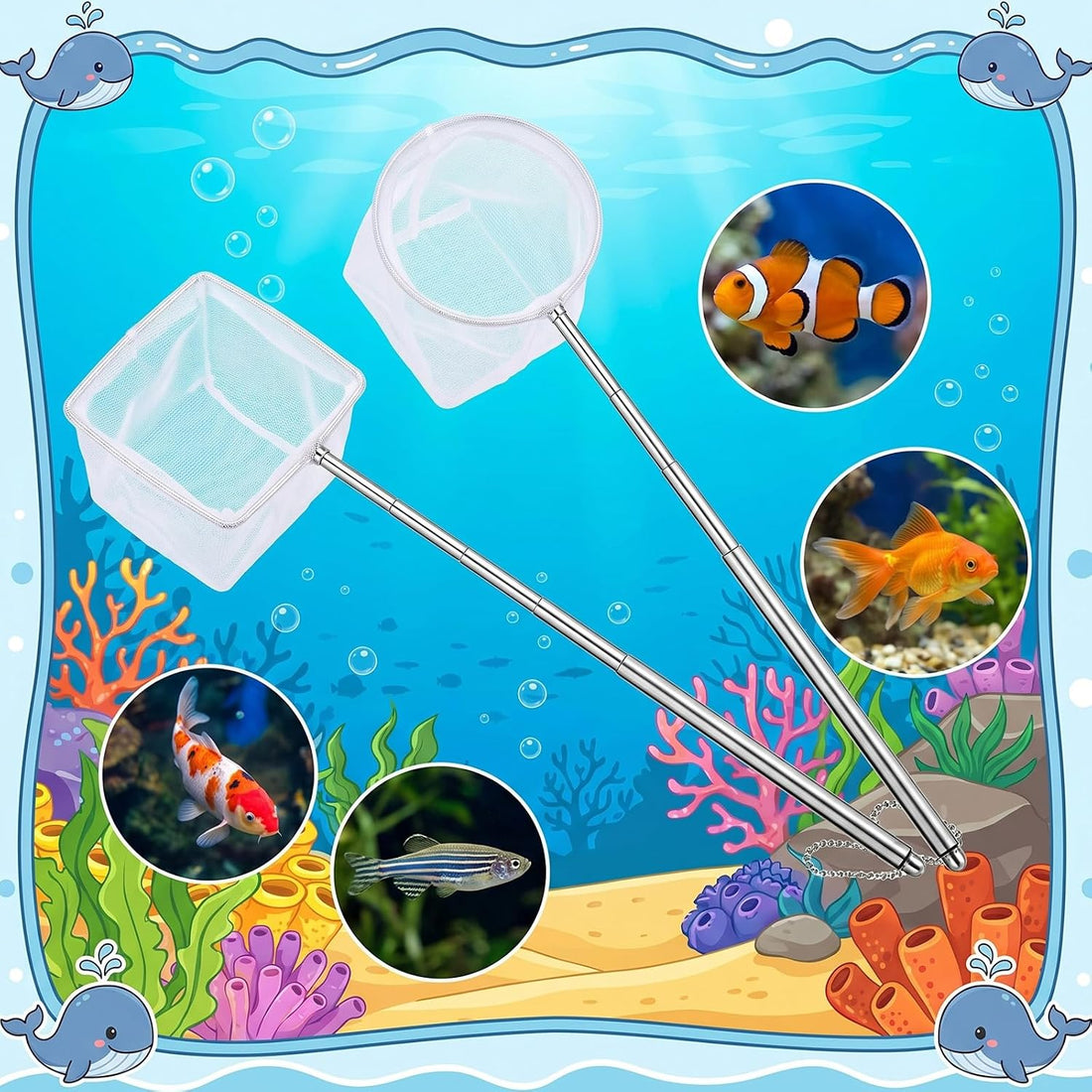 4 Pack Aquarium Fish Net 3" 3.74" Shrimp Nets Small Fish Net for Tank