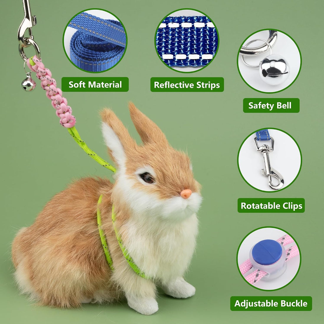 Figure 8 Ferret Harness and Leash Set, Blue+Orange, 2 Pack
