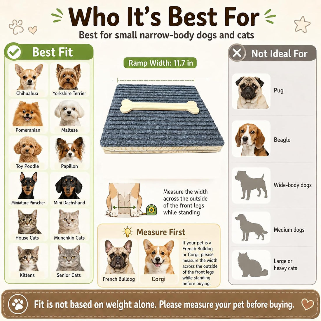 Dog Ramp for Stairs 2 Pack, 4-Level Adjustable Wooden Pet Steps